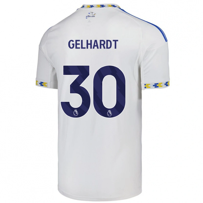 Danxen Kinderen Joe Gelhardt #30 Wit Blauw Thuisshirt Thuistenue 2025/26 T-Shirt