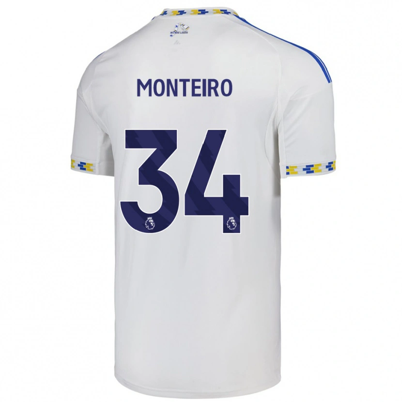 Danxen Kinderen Diogo Monteiro #34 Wit Blauw Thuisshirt Thuistenue 2025/26 T-Shirt