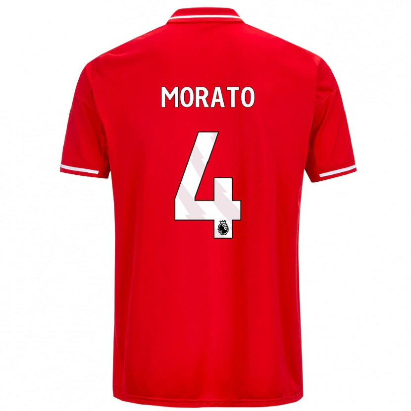 Danxen Kinderen Morato #4 Rood Wit Thuisshirt Thuistenue 2025/26 T-Shirt