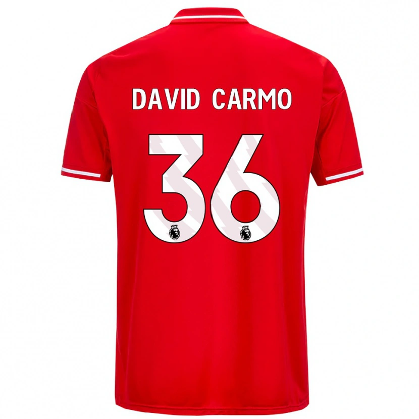 Danxen Kinderen David Carmo #36 Rood Wit Thuisshirt Thuistenue 2025/26 T-Shirt