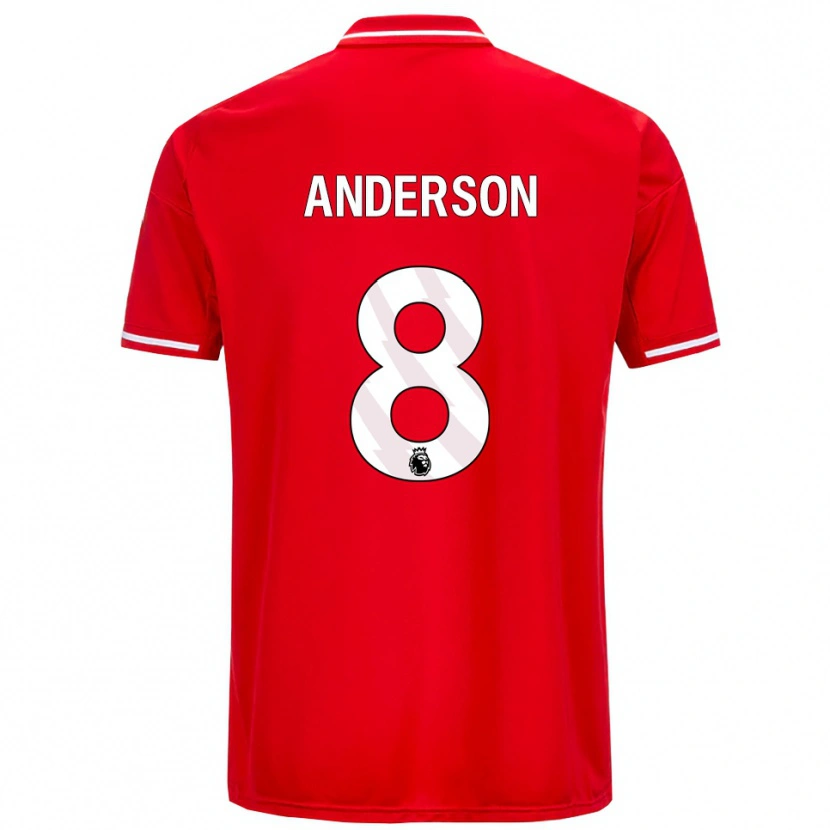 Danxen Kinderen Elliot Anderson #8 Rood Wit Thuisshirt Thuistenue 2025/26 T-Shirt