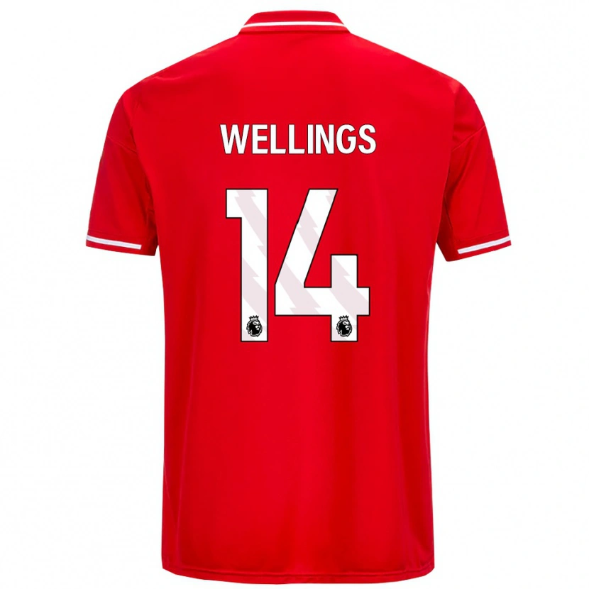 Danxen Kinderen Charlie Wellings #14 Rood Wit Thuisshirt Thuistenue 2025/26 T-Shirt