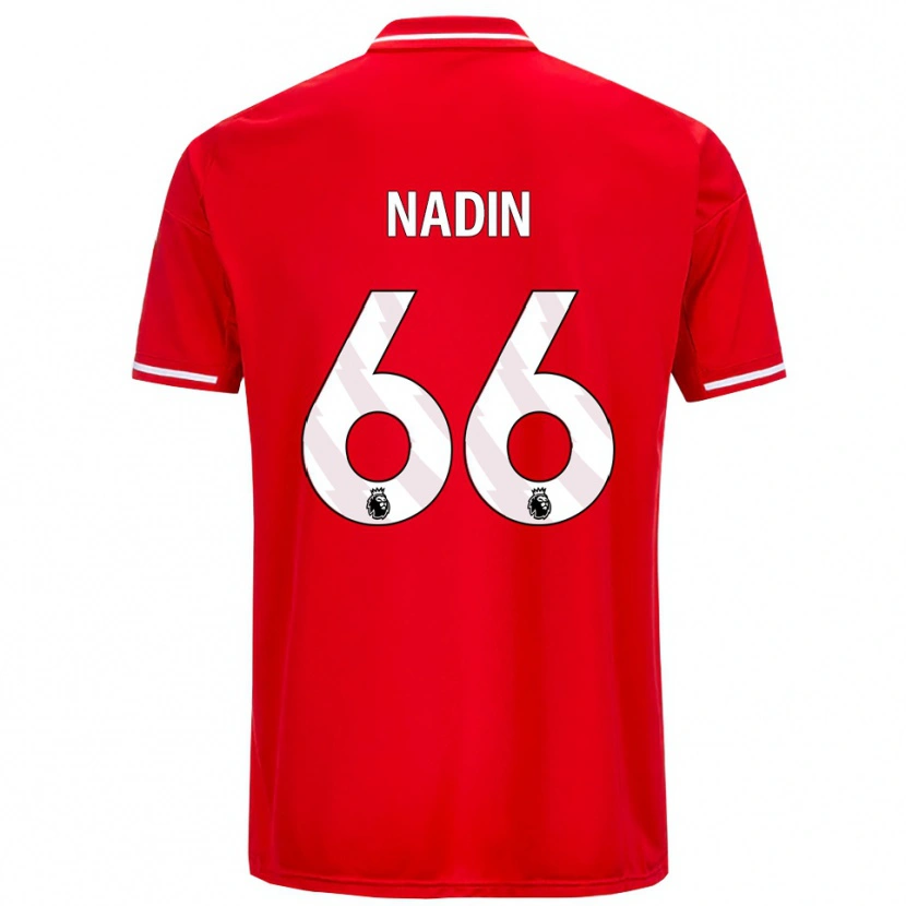 Danxen Kinderen Jack Nadin #66 Rood Wit Thuisshirt Thuistenue 2025/26 T-Shirt