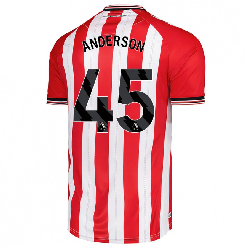 Danxen Kinderen Joe Anderson #45 Rood Wit Thuisshirt Thuistenue 2025/26 T-Shirt