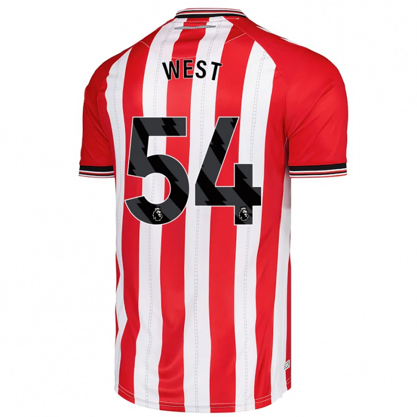Danxen Kinderen Ella West #54 Rood Wit Thuisshirt Thuistenue 2025/26 T-Shirt