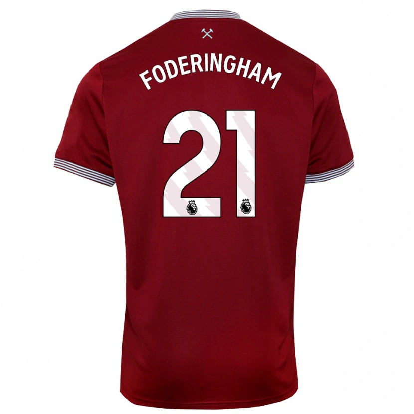 Danxen Kinderen Wes Foderingham #21 Bourgondisch Wit Thuisshirt Thuistenue 2025/26 T-Shirt