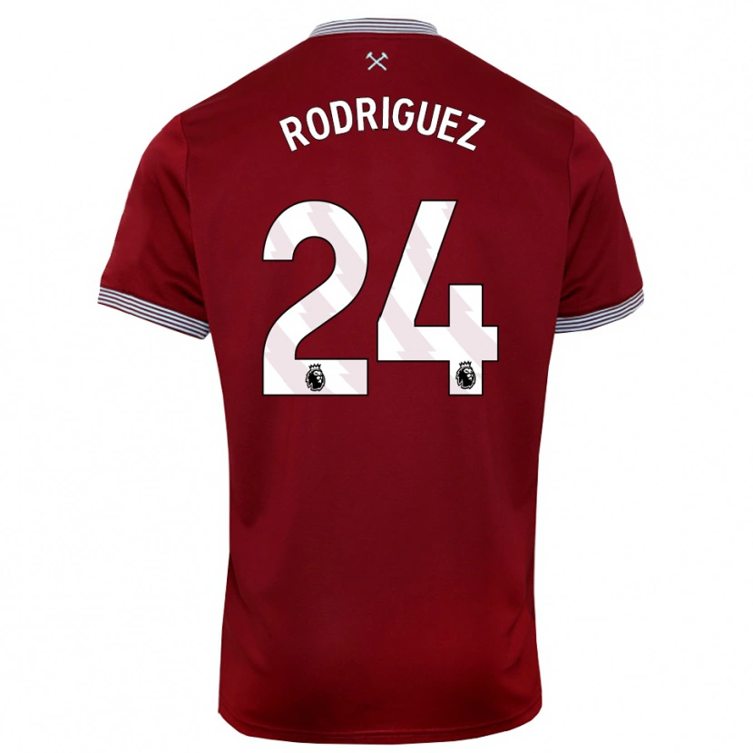Danxen Kinderen Guido Rodríguez #24 Bourgondisch Wit Thuisshirt Thuistenue 2025/26 T-Shirt