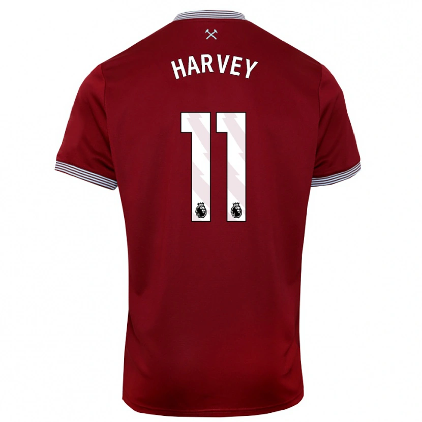 Danxen Kinderen Ros Harvey #11 Bourgondisch Wit Thuisshirt Thuistenue 2025/26 T-Shirt