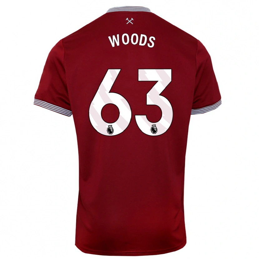 Danxen Kinderen Archie Woods #63 Bourgondisch Wit Thuisshirt Thuistenue 2025/26 T-Shirt