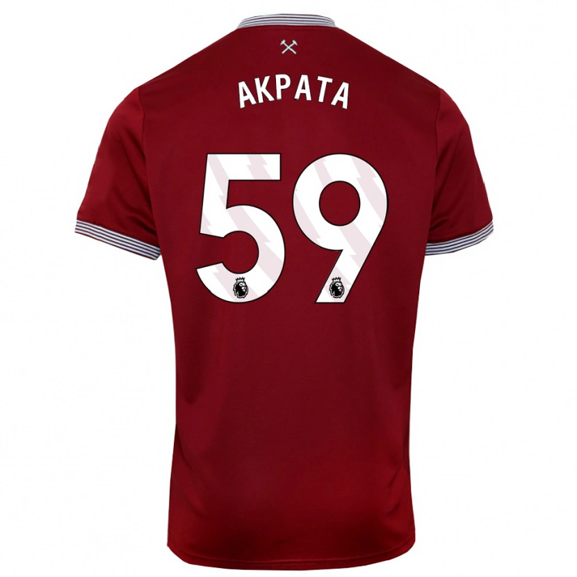 Danxen Kinderen Tyron Akpata #59 Bourgondisch Wit Thuisshirt Thuistenue 2025/26 T-Shirt