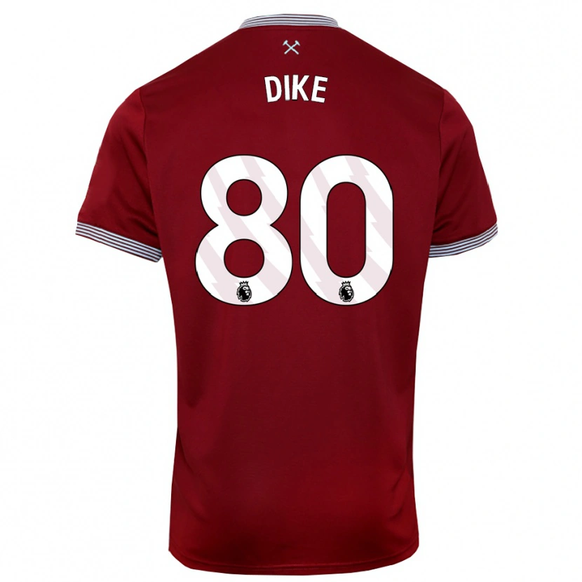 Danxen Kinderen Andre Dike #80 Bourgondisch Wit Thuisshirt Thuistenue 2025/26 T-Shirt