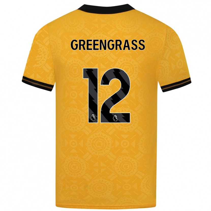 Danxen Kinderen Charlotte Greengrass #12 Geel Zwart Thuisshirt Thuistenue 2025/26 T-Shirt