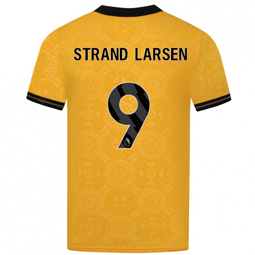 Danxen Kinderen Jørgen Strand Larsen #9 Geel Zwart Thuisshirt Thuistenue 2025/26 T-Shirt