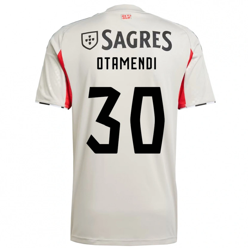 Danxen Kinderen Nicolás Otamendi #30 Gebroken Wit Rood Uitshirt Uittenue 2025/26 T-Shirt