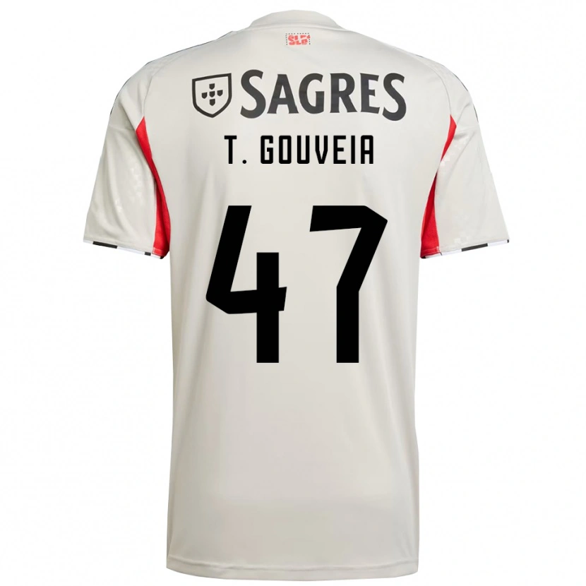Danxen Kinderen Tiago Gouveia #47 Gebroken Wit Rood Uitshirt Uittenue 2025/26 T-Shirt