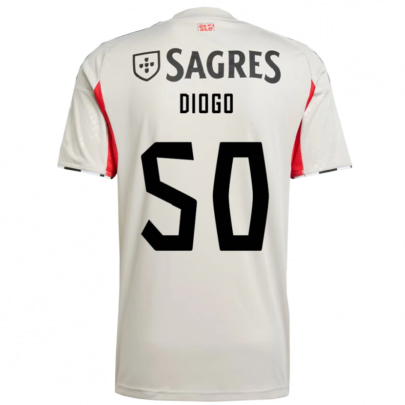 Danxen Kinderen Diogo Ferreira #50 Gebroken Wit Rood Uitshirt Uittenue 2025/26 T-Shirt