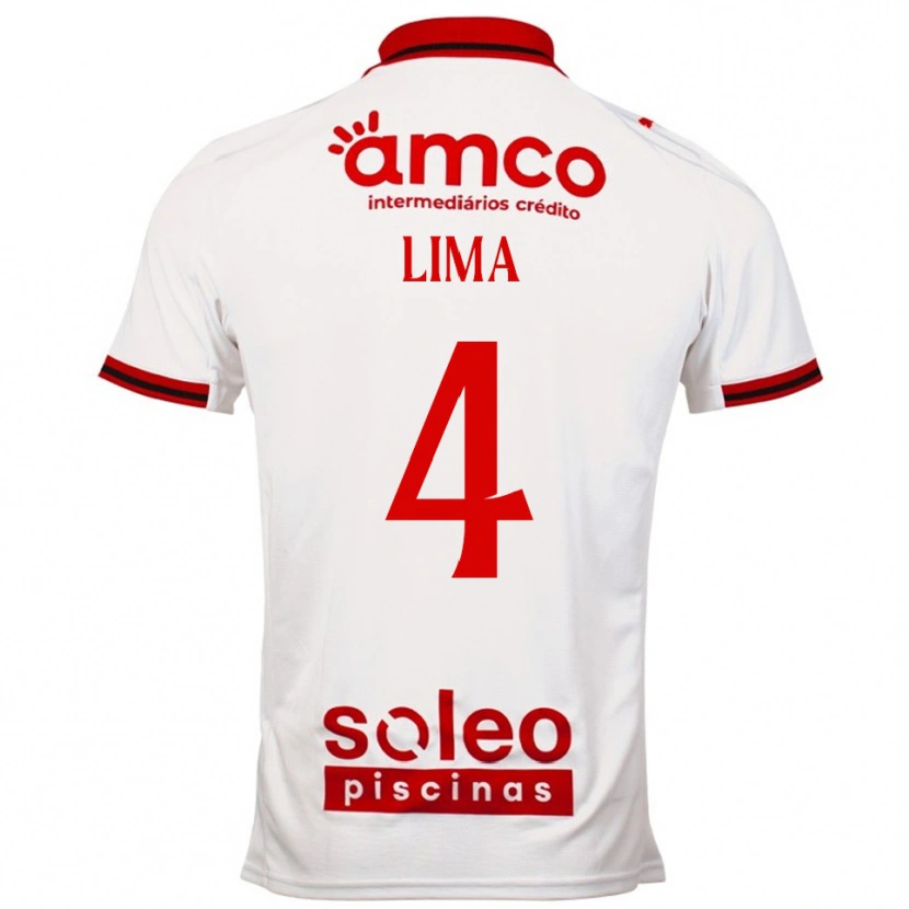 Danxen Kinderen Guilherme Lima #4 Wit Rood Uitshirt Uittenue 2025/26 T-Shirt