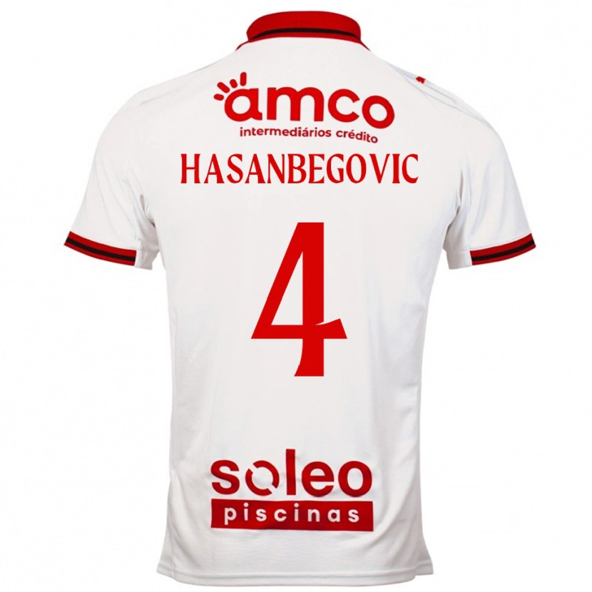 Danxen Kinderen Melisa Hasanbegović #4 Wit Rood Uitshirt Uittenue 2025/26 T-Shirt