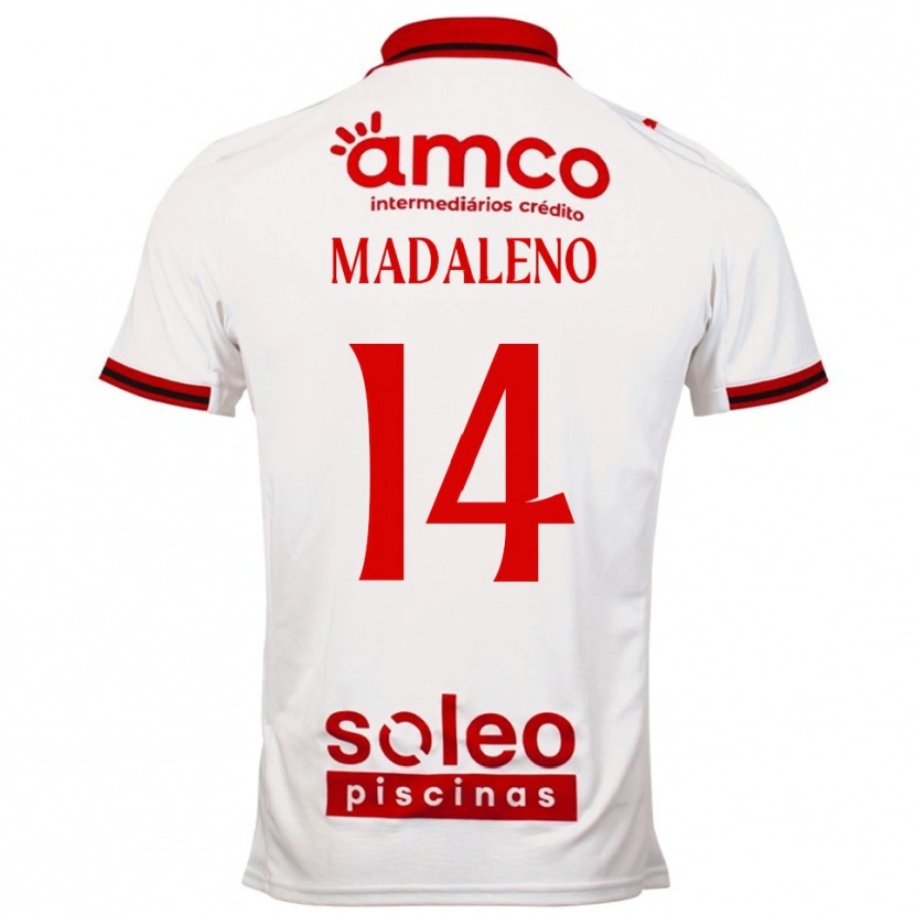 Danxen Kinderen Diogo Madaleno #14 Wit Rood Uitshirt Uittenue 2025/26 T-Shirt