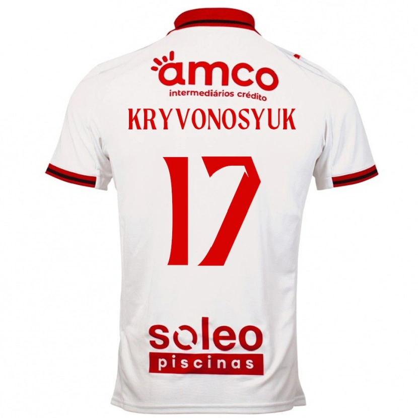 Danxen Kinderen Leonardo Kryvonosyuk #17 Wit Rood Uitshirt Uittenue 2025/26 T-Shirt