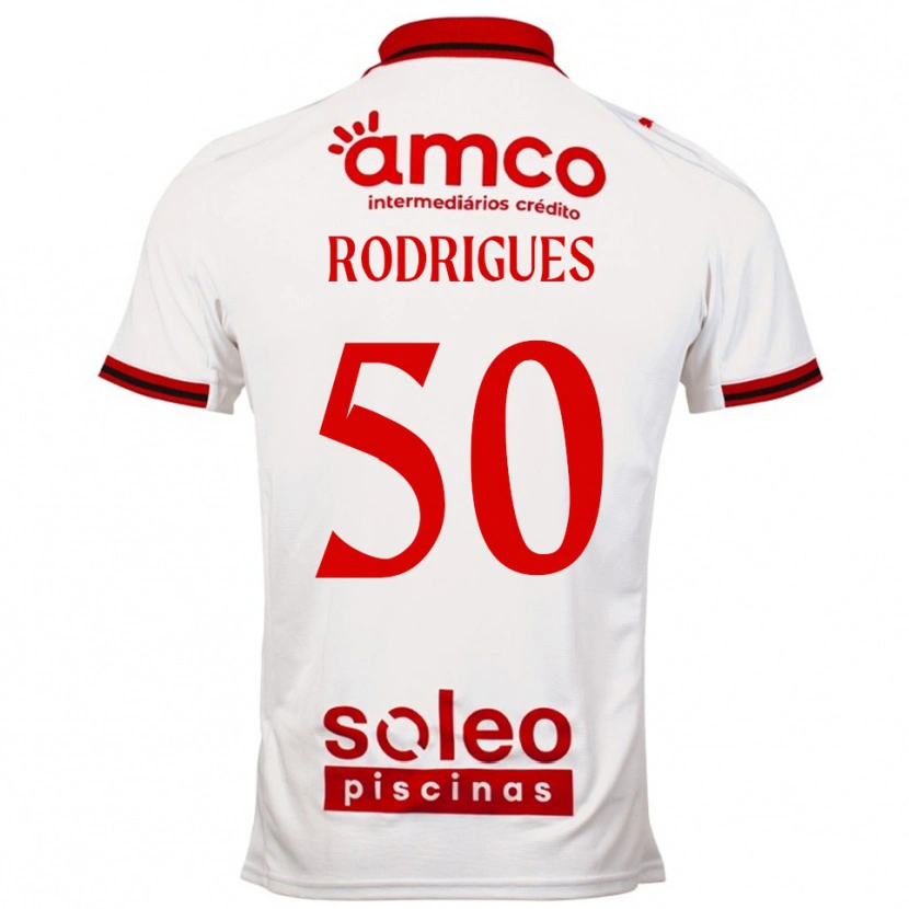 Danxen Kinderen Diego Rodrigues #50 Wit Rood Uitshirt Uittenue 2025/26 T-Shirt