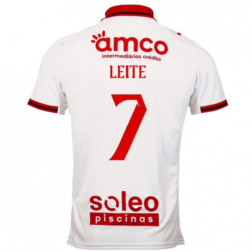 Danxen Kinderen Afonso Leite #7 Wit Rood Uitshirt Uittenue 2025/26 T-Shirt
