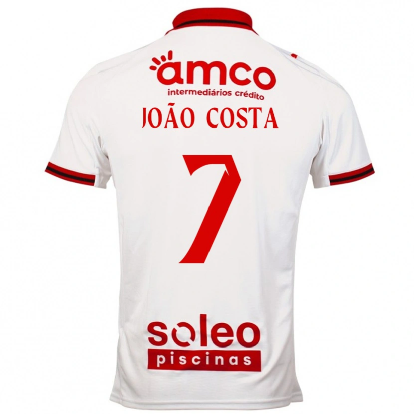 Danxen Kinderen João Costa #7 Wit Rood Uitshirt Uittenue 2025/26 T-Shirt