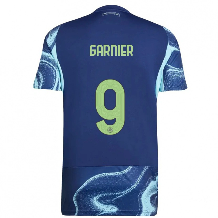 Danxen Kinderen Roméo Garnier #9 Marineblauw Hemelsblauw Uitshirt Uittenue 2025/26 T-Shirt