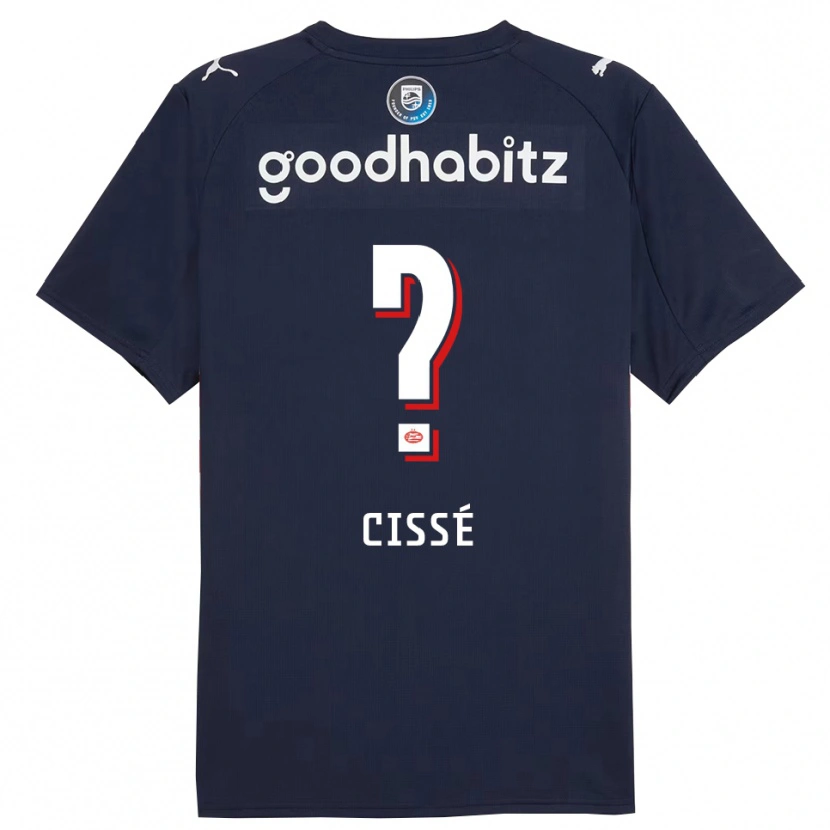Danxen Kinderen Alseny Cissé #0 Marineblauw Wit Uitshirt Uittenue 2025/26 T-Shirt