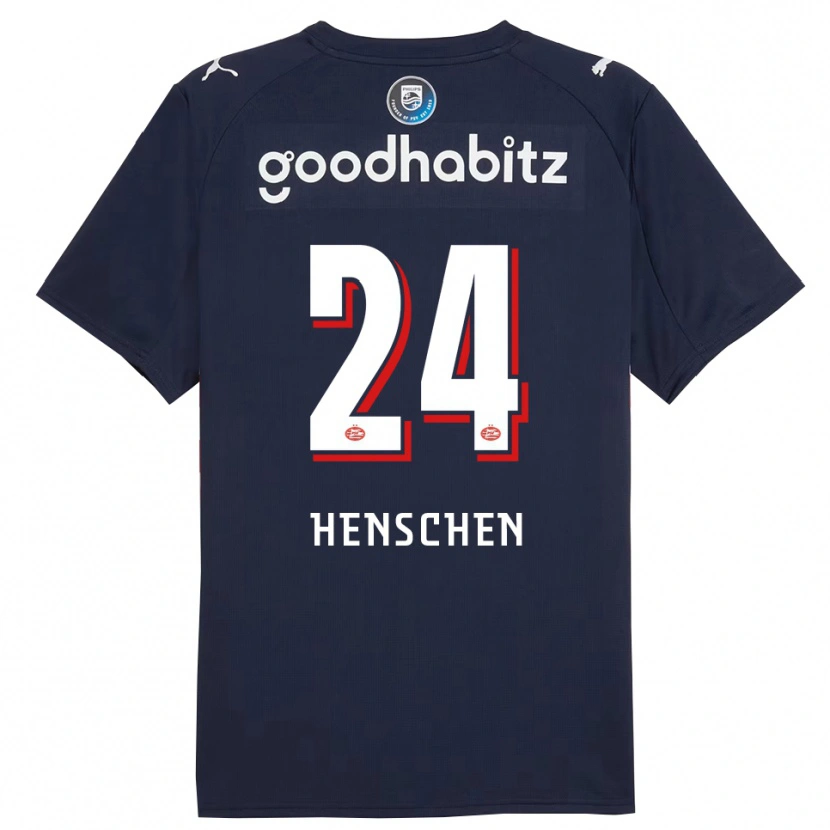 Danxen Kinderen Emmeke Henschen #24 Marineblauw Wit Uitshirt Uittenue 2025/26 T-Shirt