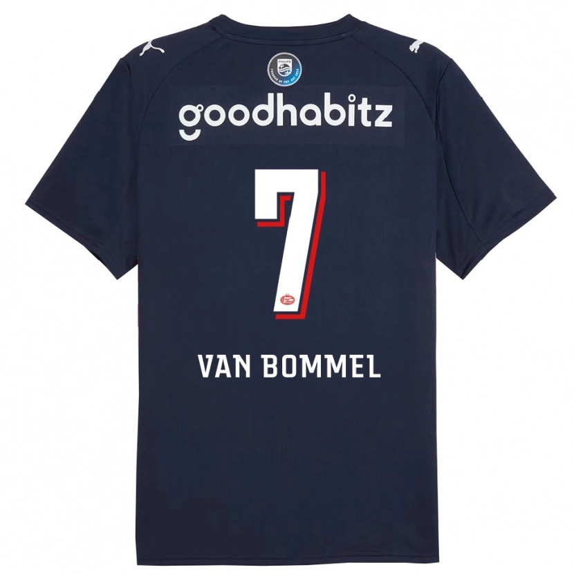 Danxen Kinderen Ruben Van Bommel #7 Marineblauw Wit Uitshirt Uittenue 2025/26 T-Shirt
