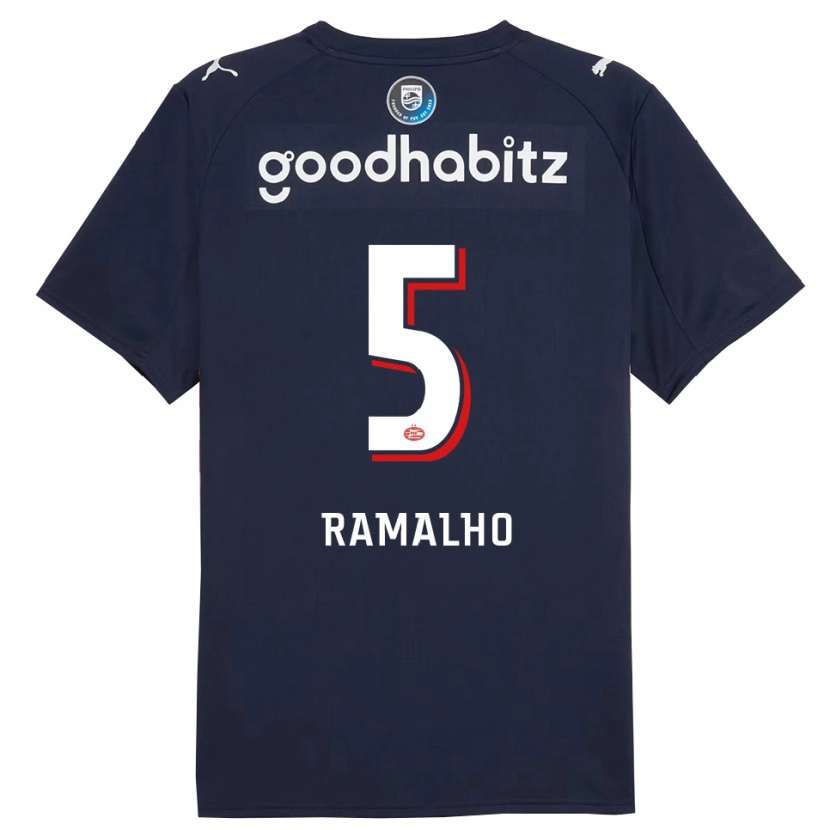 Danxen Kinderen Andre Ramalho #5 Marineblauw Wit Uitshirt Uittenue 2025/26 T-Shirt