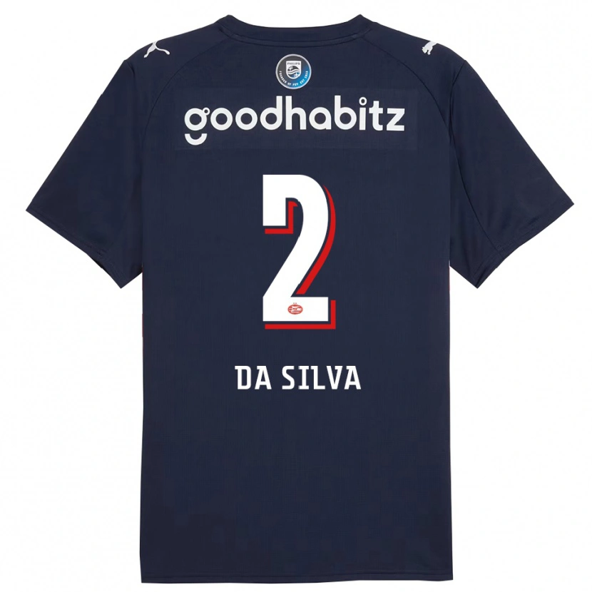 Danxen Kinderen Aston Da Silva #2 Marineblauw Wit Uitshirt Uittenue 2025/26 T-Shirt