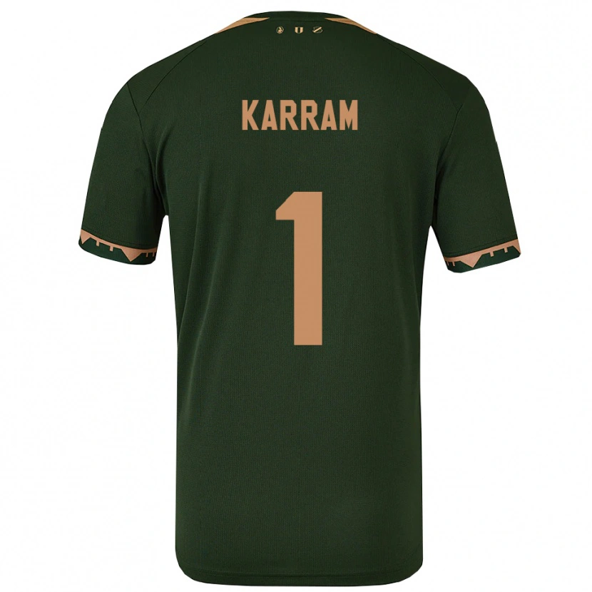 Danxen Kinderen Faris Karram #1 Groen Goud Uitshirt Uittenue 2025/26 T-Shirt