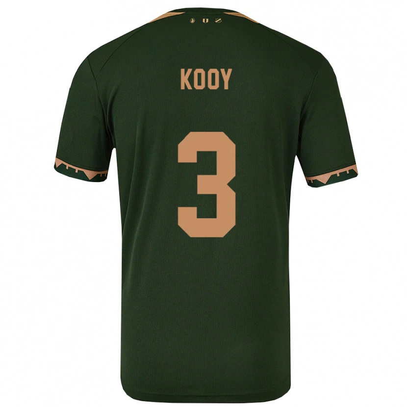 Danxen Kinderen Wessel Kooy #3 Groen Goud Uitshirt Uittenue 2025/26 T-Shirt
