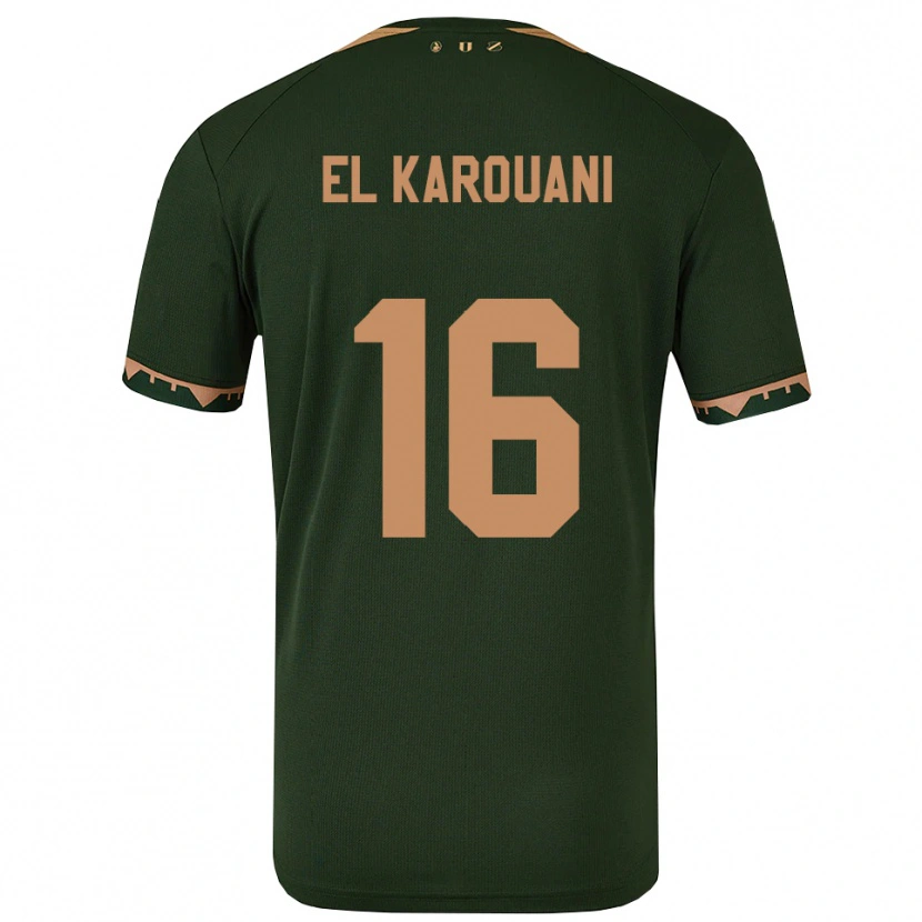 Danxen Kinderen Souffian El Karouani #16 Groen Goud Uitshirt Uittenue 2025/26 T-Shirt