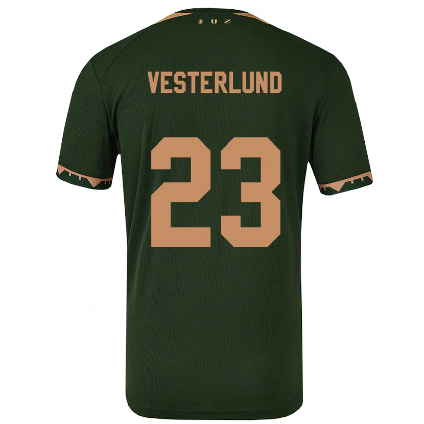 Danxen Kinderen Niklas Vesterlund #23 Groen Goud Uitshirt Uittenue 2025/26 T-Shirt