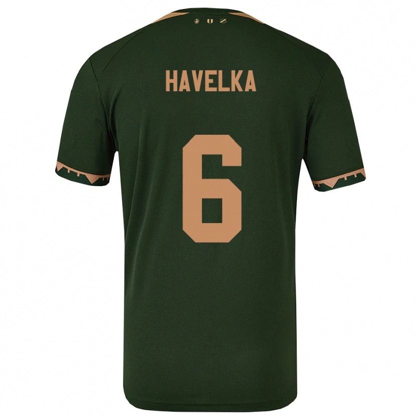Danxen Kinderen Matyas Havelka #6 Groen Goud Uitshirt Uittenue 2025/26 T-Shirt