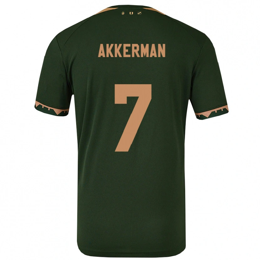 Danxen Kinderen Mees Akkerman #7 Groen Goud Uitshirt Uittenue 2025/26 T-Shirt