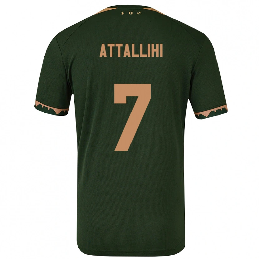 Danxen Kinderen Adam Attallihi #7 Groen Goud Uitshirt Uittenue 2025/26 T-Shirt