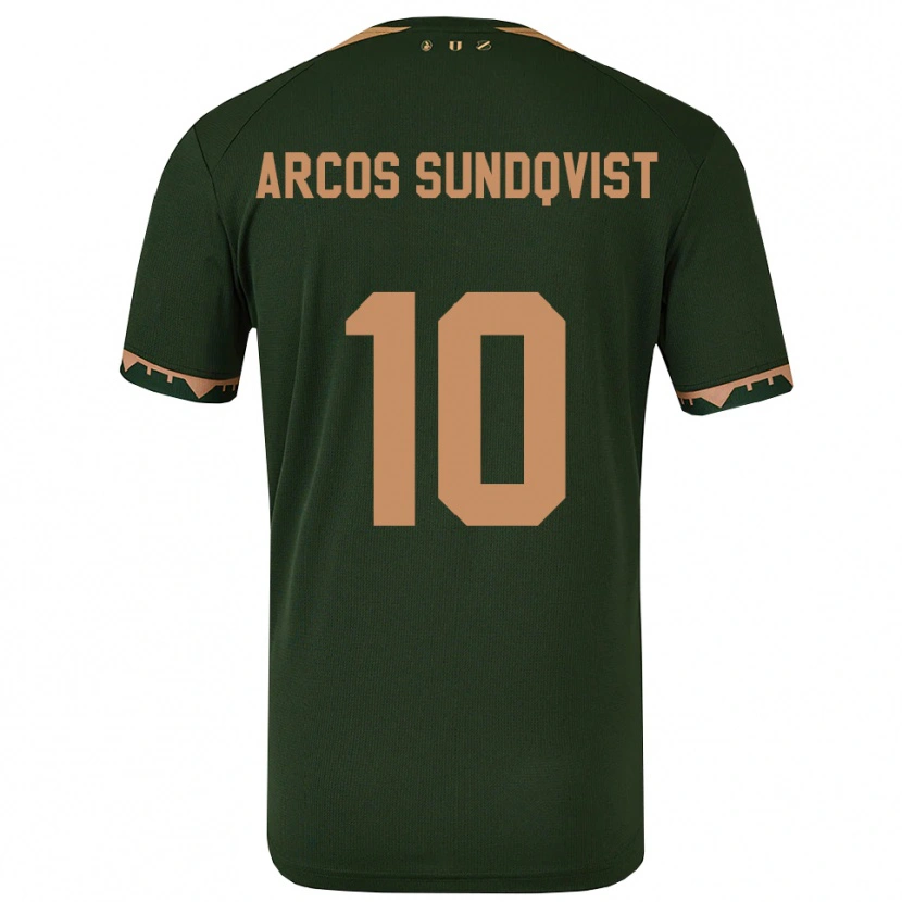 Danxen Kinderen Gustav Arcos Sundqvist #10 Groen Goud Uitshirt Uittenue 2025/26 T-Shirt
