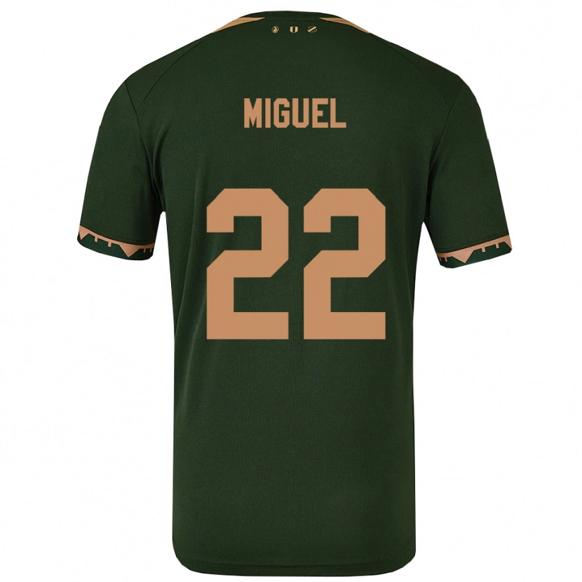 Danxen Kinderen Miguel Rodríguez #22 Groen Goud Uitshirt Uittenue 2025/26 T-Shirt
