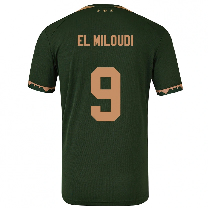 Danxen Kinderen Rayan El Miloudi #9 Groen Goud Uitshirt Uittenue 2025/26 T-Shirt
