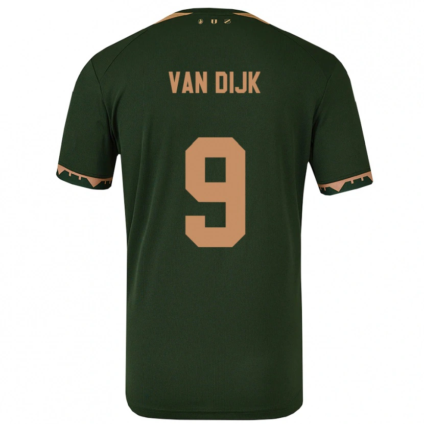 Danxen Kinderen Bright Van Dijk #9 Groen Goud Uitshirt Uittenue 2025/26 T-Shirt