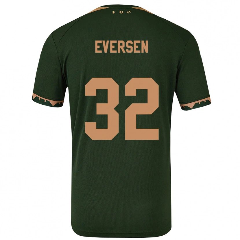 Danxen Kinderen Justin Eversen #32 Groen Goud Uitshirt Uittenue 2025/26 T-Shirt