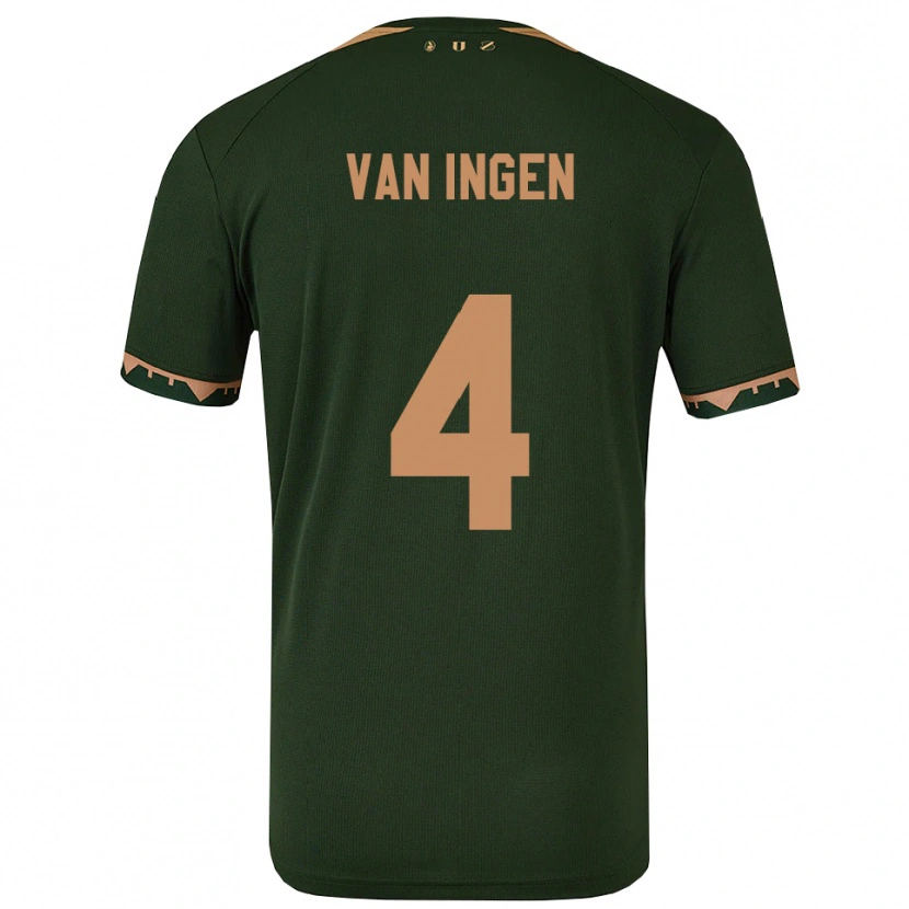 Danxen Kinderen Thijs Van Ingen #4 Groen Goud Uitshirt Uittenue 2025/26 T-Shirt