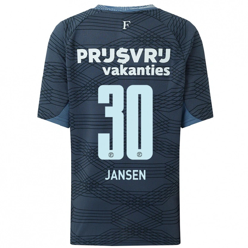 Danxen Kinderen Thijs Jansen #30 Zwart Grijs Uitshirt Uittenue 2025/26 T-Shirt