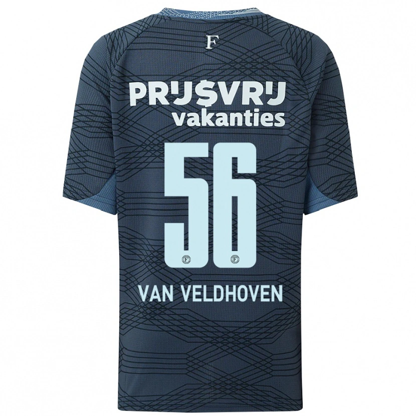 Danxen Kinderen Kars Van Veldhoven #56 Zwart Grijs Uitshirt Uittenue 2025/26 T-Shirt