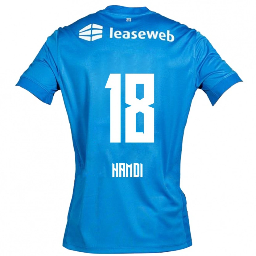 Danxen Kinderen Yassin Hamdi #18 Blauw Wit Uitshirt Uittenue 2025/26 T-Shirt