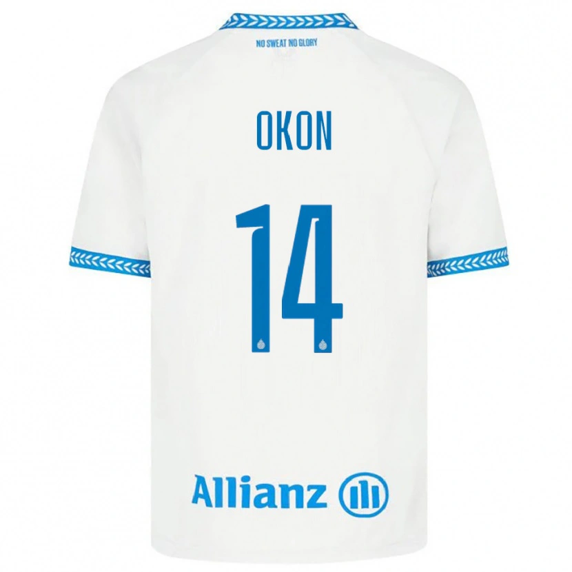 Danxen Kinderen Gianluca Okon #14 Blauw Wit Uitshirt Uittenue 2025/26 T-Shirt